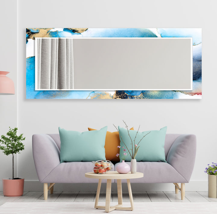 Cyan Abstract Wall Mirror full body mirror
