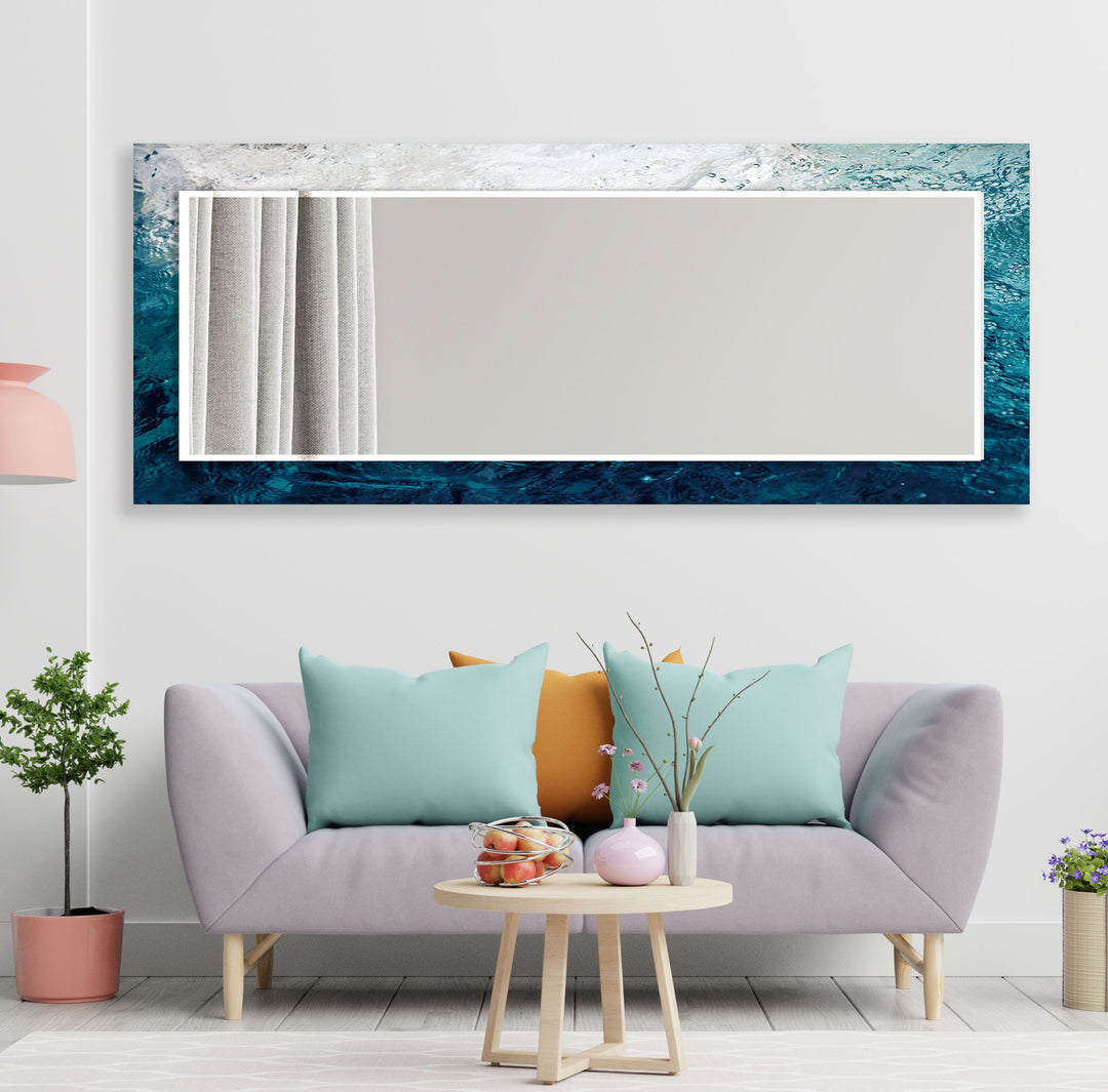 Blue Sea Waves Wall Mirror black frame mirror
