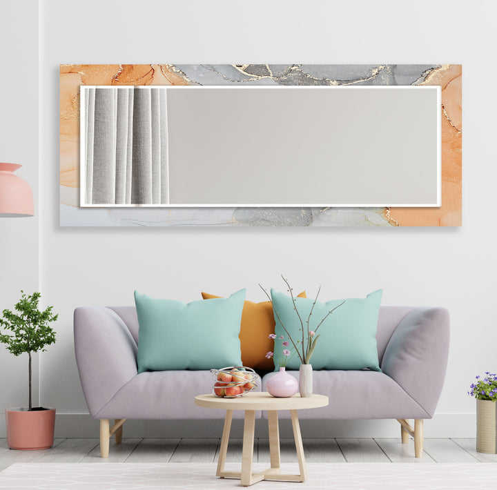 Orange & Grey Abstract Wall Mirror gold mirror
