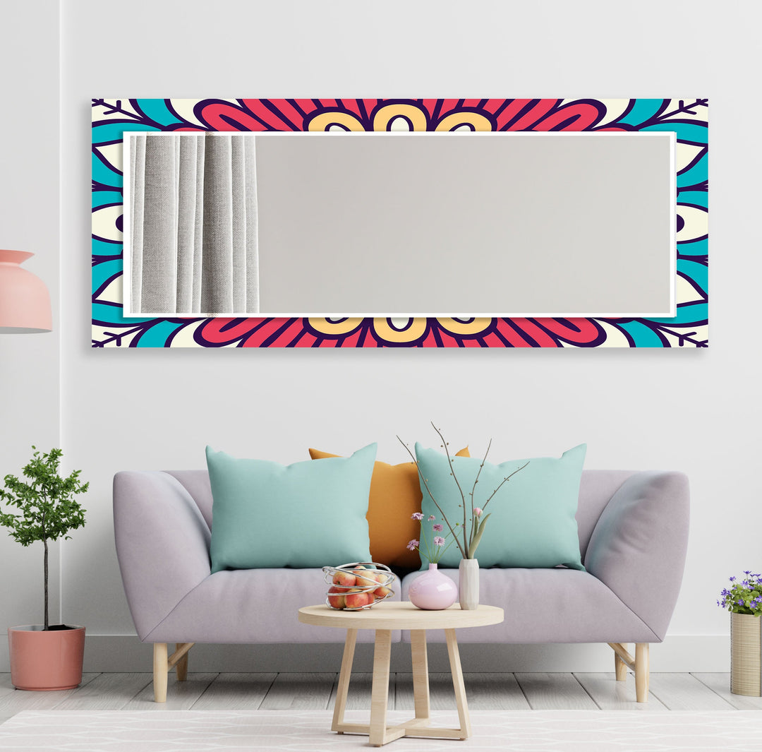 Pink & Blue Mandala Wall Mirror Entryway Wall Mirror
