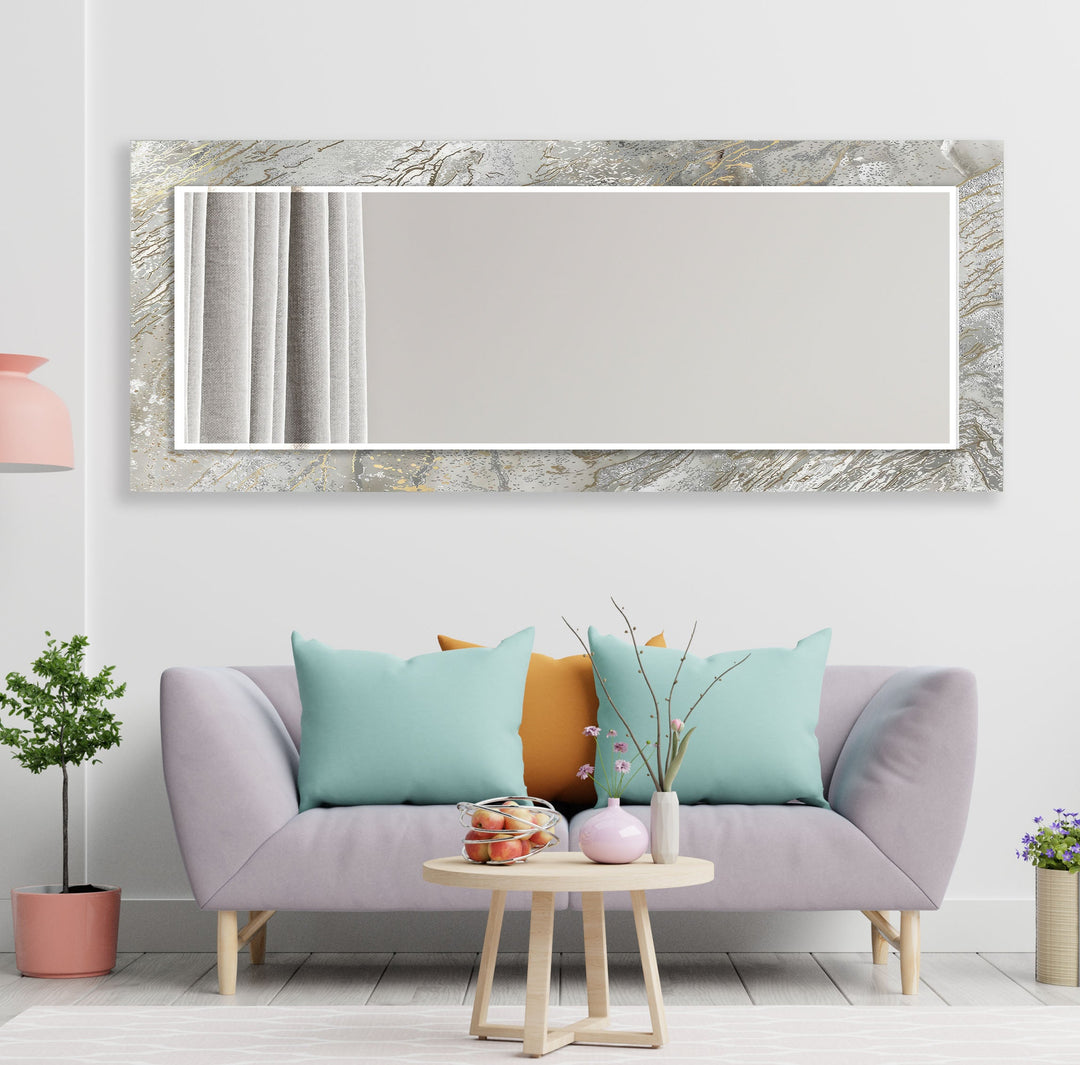 Silver Abstract Wall Mirror Marble Wall Mirror
