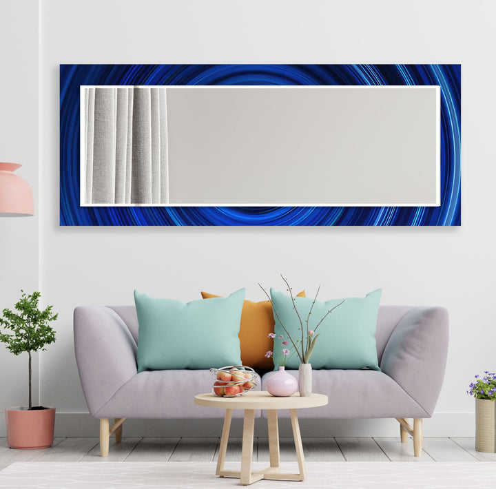 Blue Wall Mirror white framed mirror
