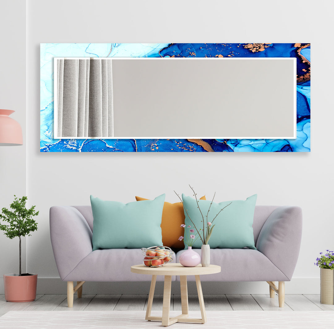 White and Blue Wall Mirrors gold frame mirror
