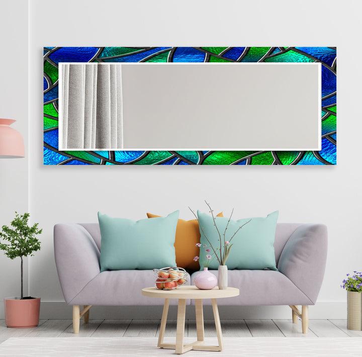 Green and Blue Abstract Wall Mirrors Green Wall Mirror
