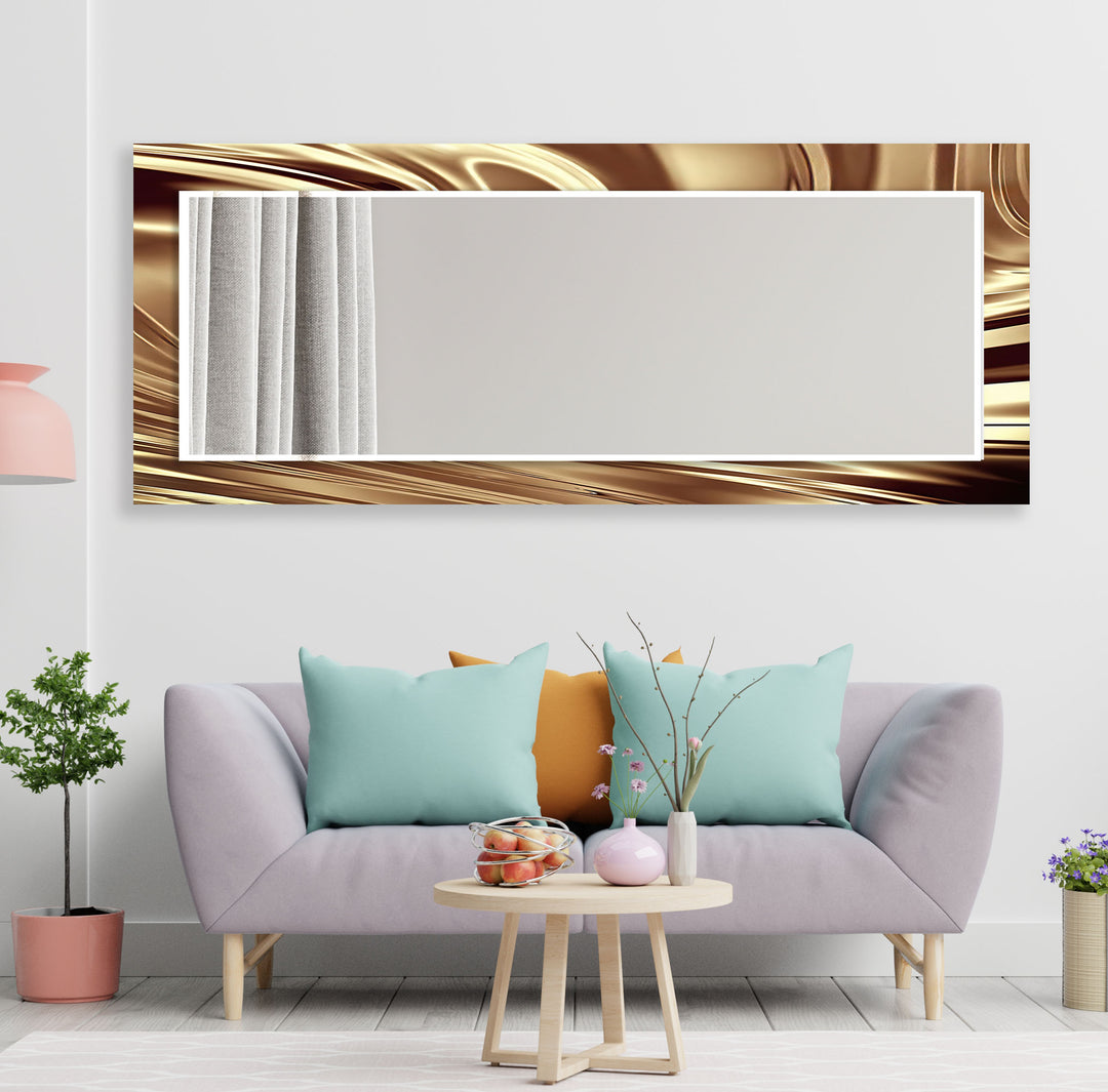 Abstract Shiny Brown Wall Mirror Wood Mirror
