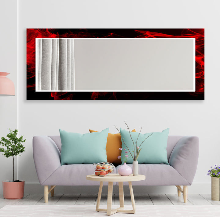 Red Smoke Abstract Wall Mirror