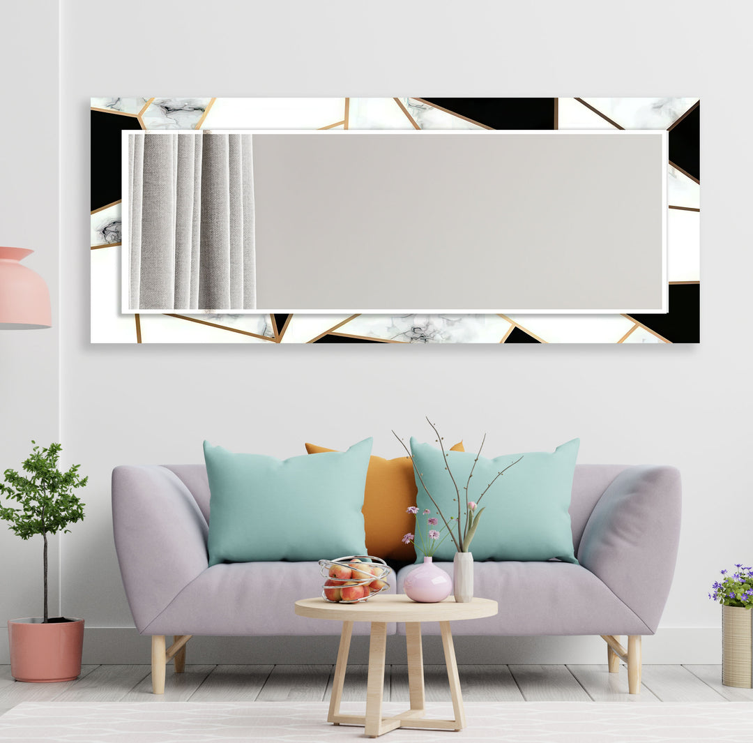 Black & White Gold Details Wall Mirror Modern Wall Mirror
