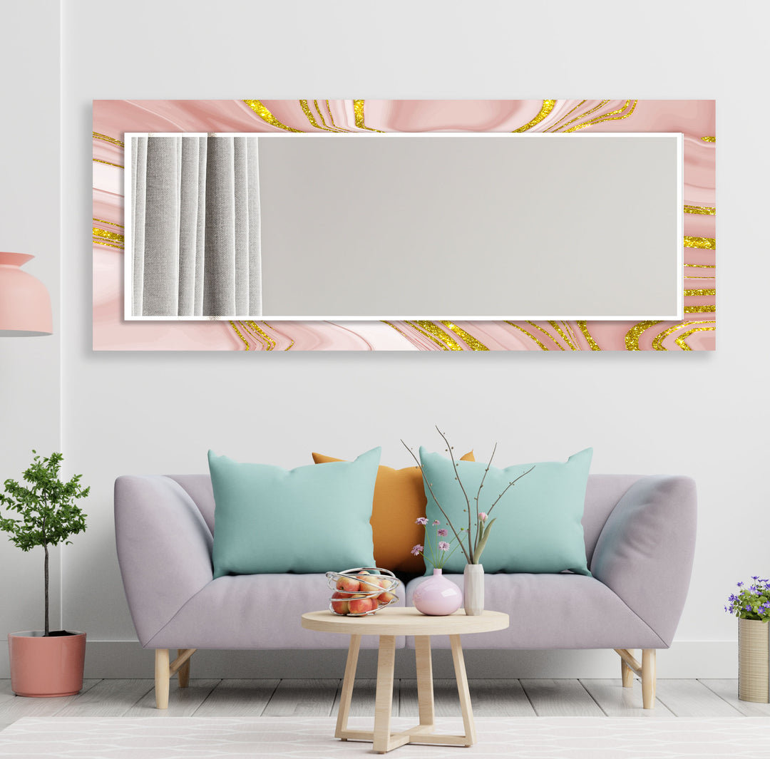 Pink Gold Details Wall Mirror Modern Mirror
