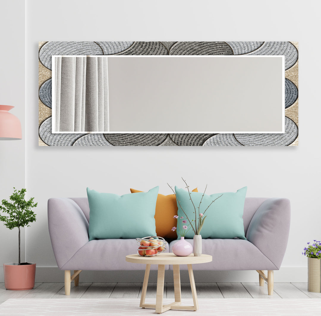 Beige & Gray Circles Design Wall Mirror mirrors in black
