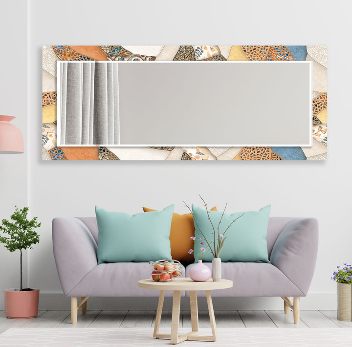 Mosaic Beige & Orange Wall Mirrors big wall mirror
