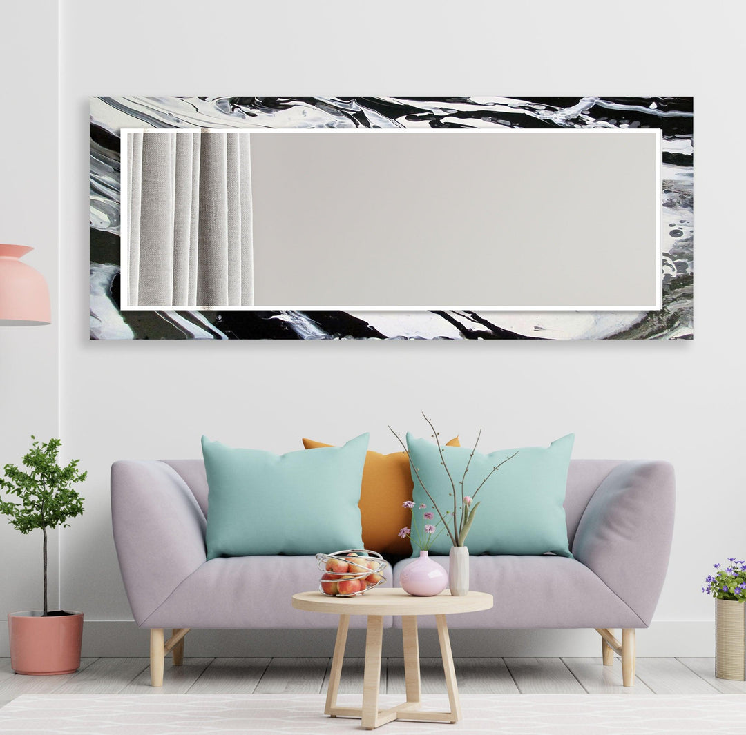 Modern Black & White Marble Wall Mirror unique mirrors
