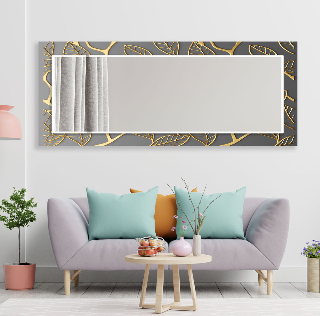 Grey & Golden Tree Wall Mirror Large Wall Mirror
