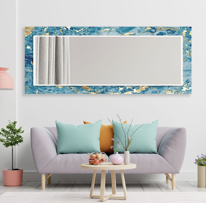 Gold & Blue Wall Mirrors Rectangle Mirror
