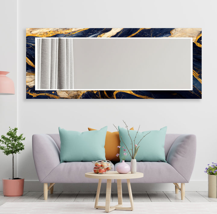 Dark Blue & Gold Wall Mirror Bedroom Wall Mirror
