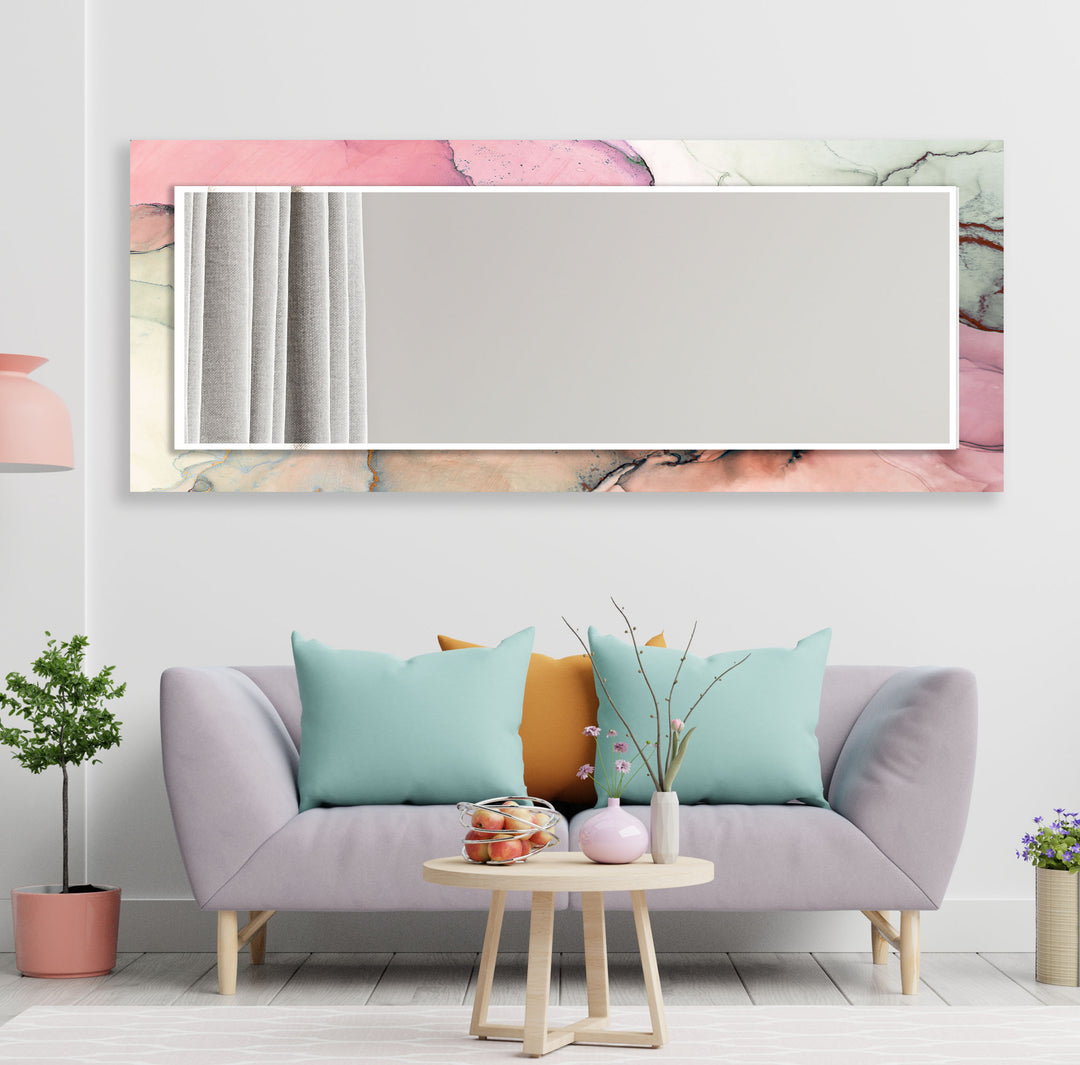 Pink Abstract Wall Mirror Square Mirror
