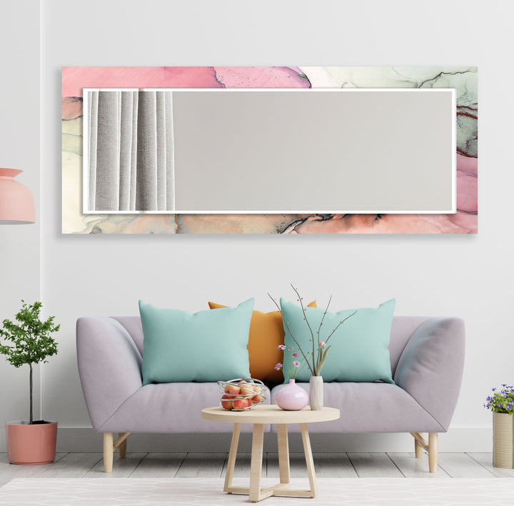 Pink Abstract Wall Mirror Square Mirror
