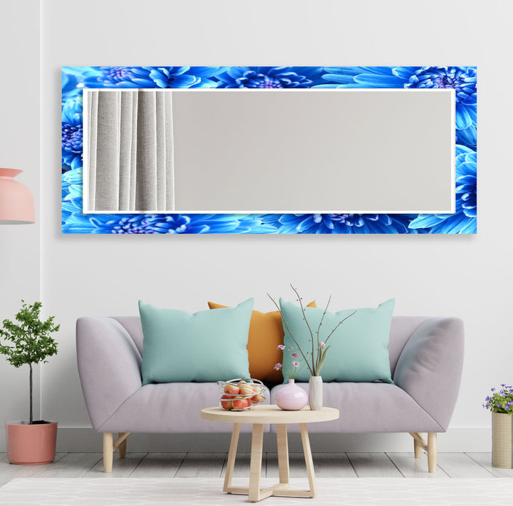 Big Blue Flowers Wall Mirror bathroom mirror with lights
