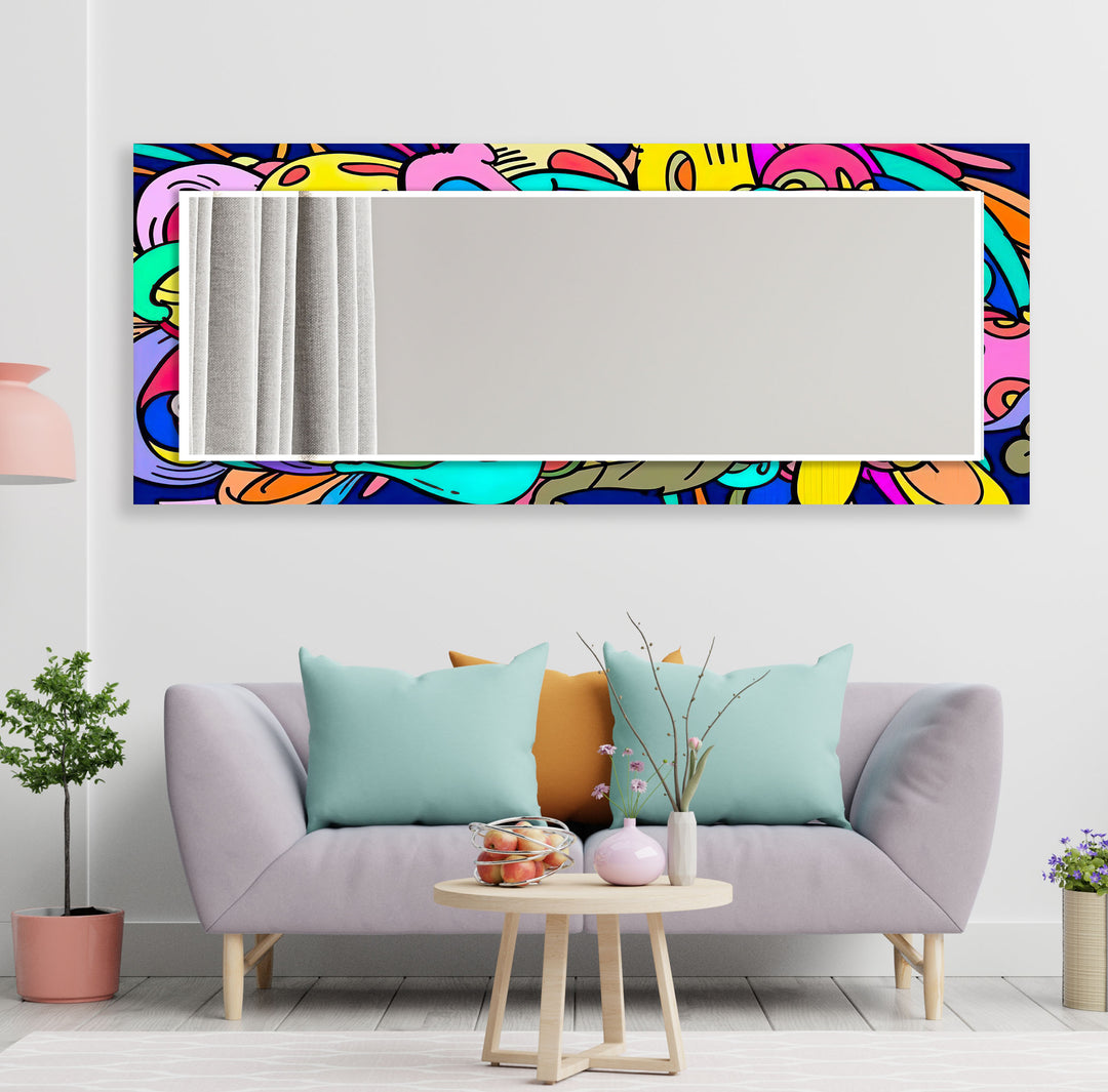 Colorful Pop Art Glass Wall Mirror Modern Mirror
