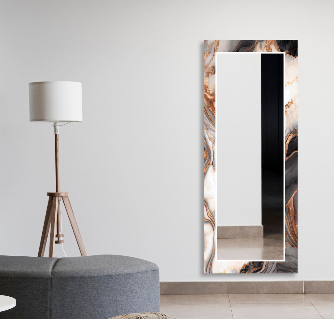 Black & White Brown Details Wall Mirror Rectangle Mirror
