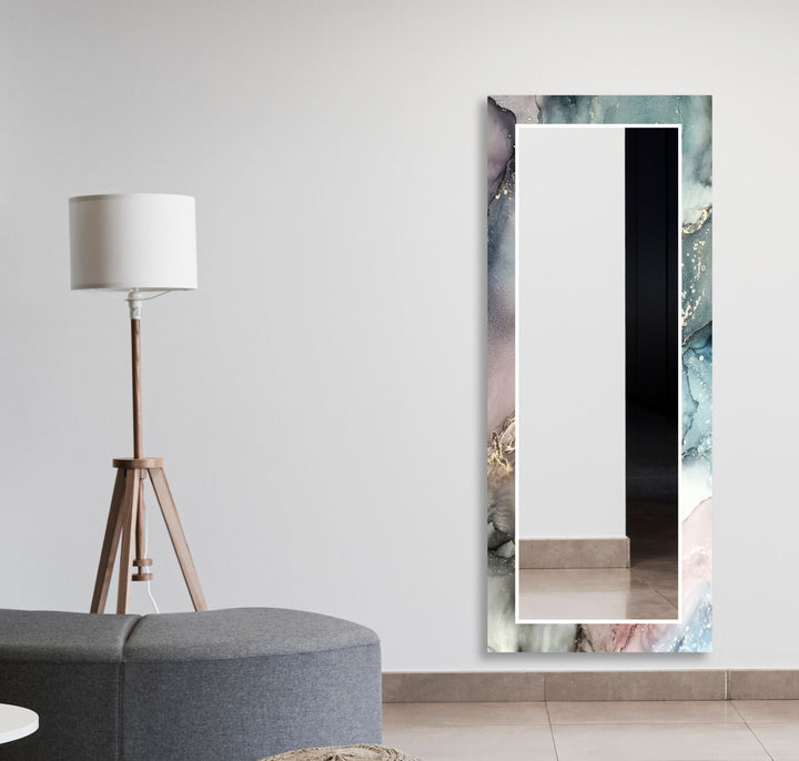 Light Grey & Pink Wall Mirrors Mosaic Mirror 
