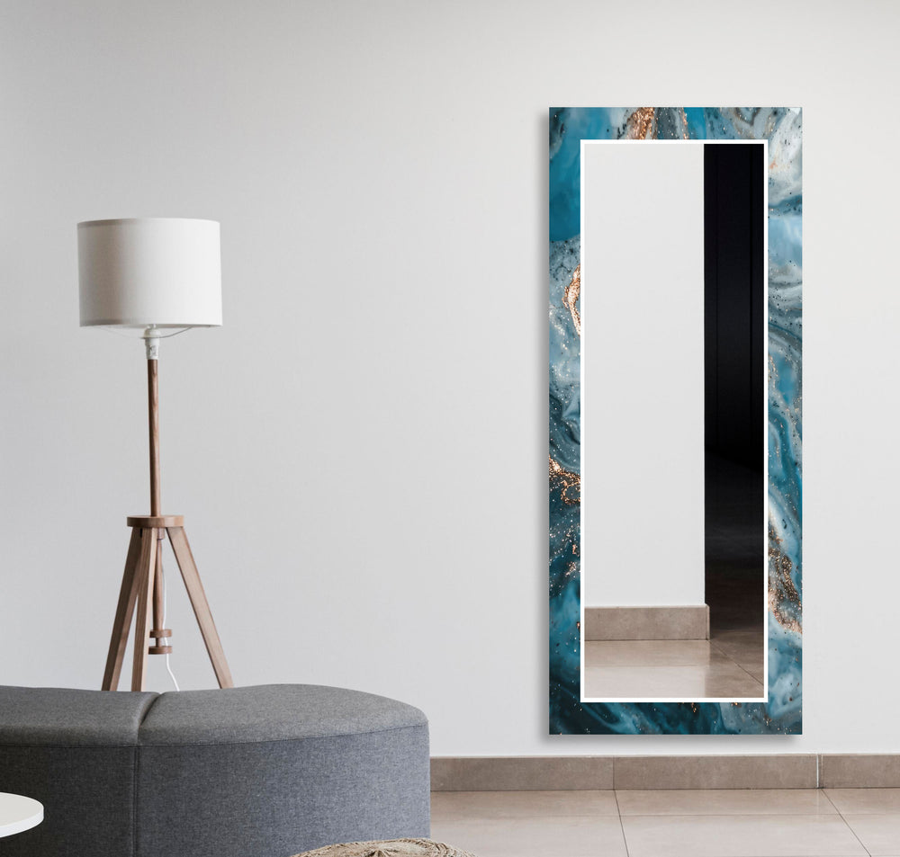 Abstract Blue Golden Details Wall Mirrors mirror black
