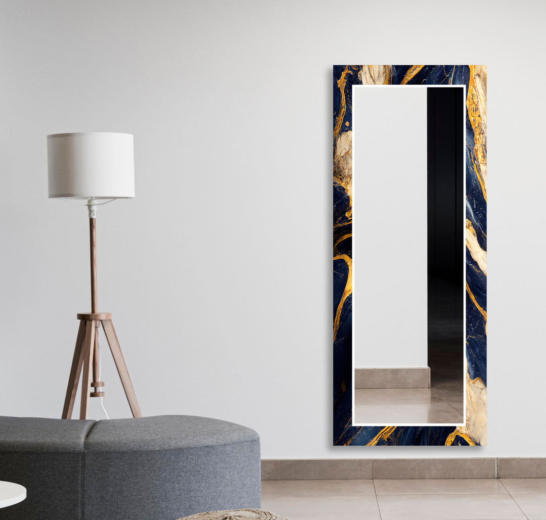 Dark Blue & Gold Wall Mirror Dining Room Wall Mirror
