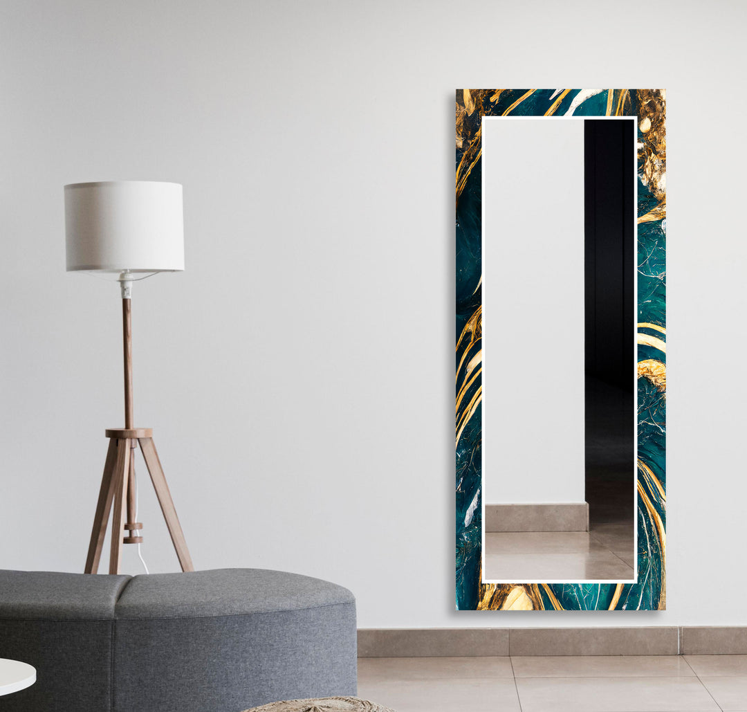 Dark Green & Gold Wall Mirror white mirror
