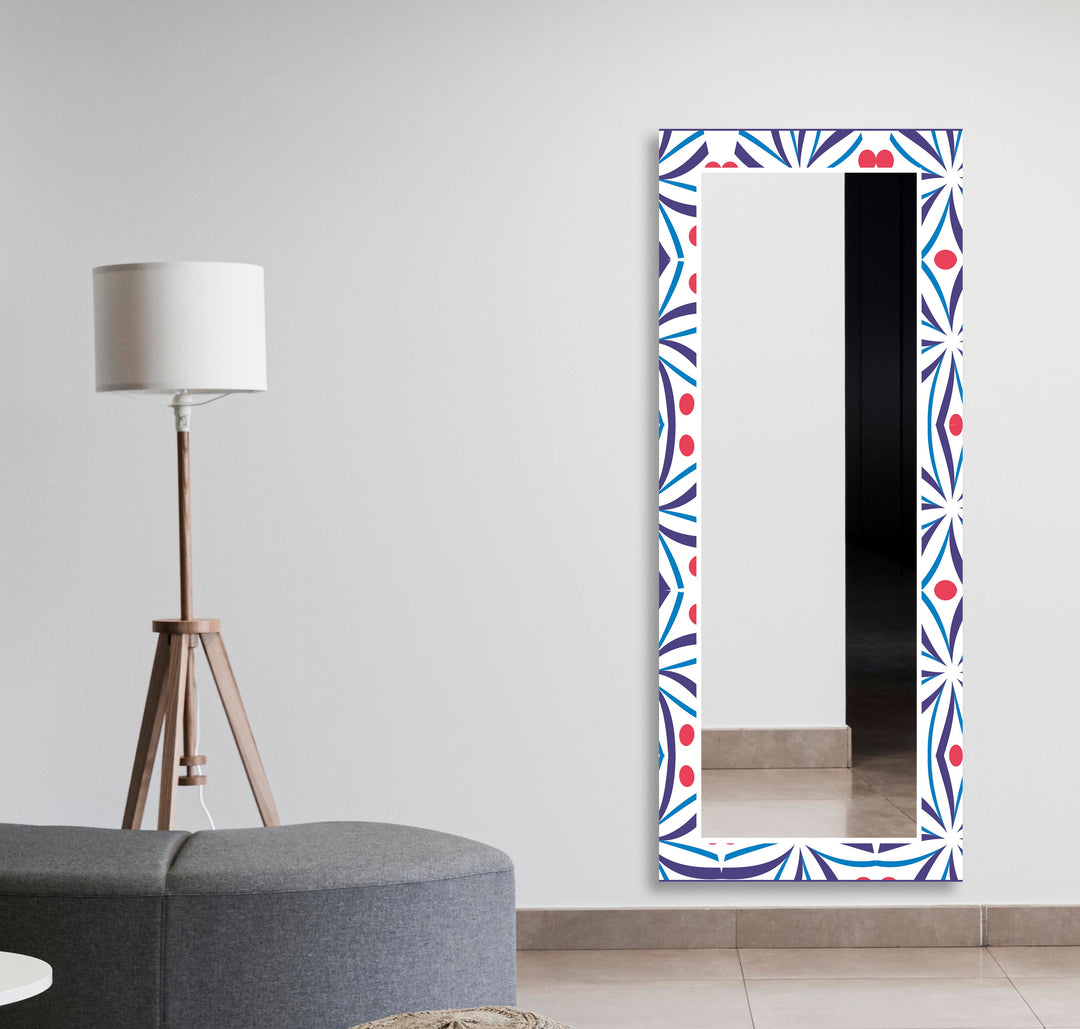 Red and Blue Mandala Wall Mirror mirror black
