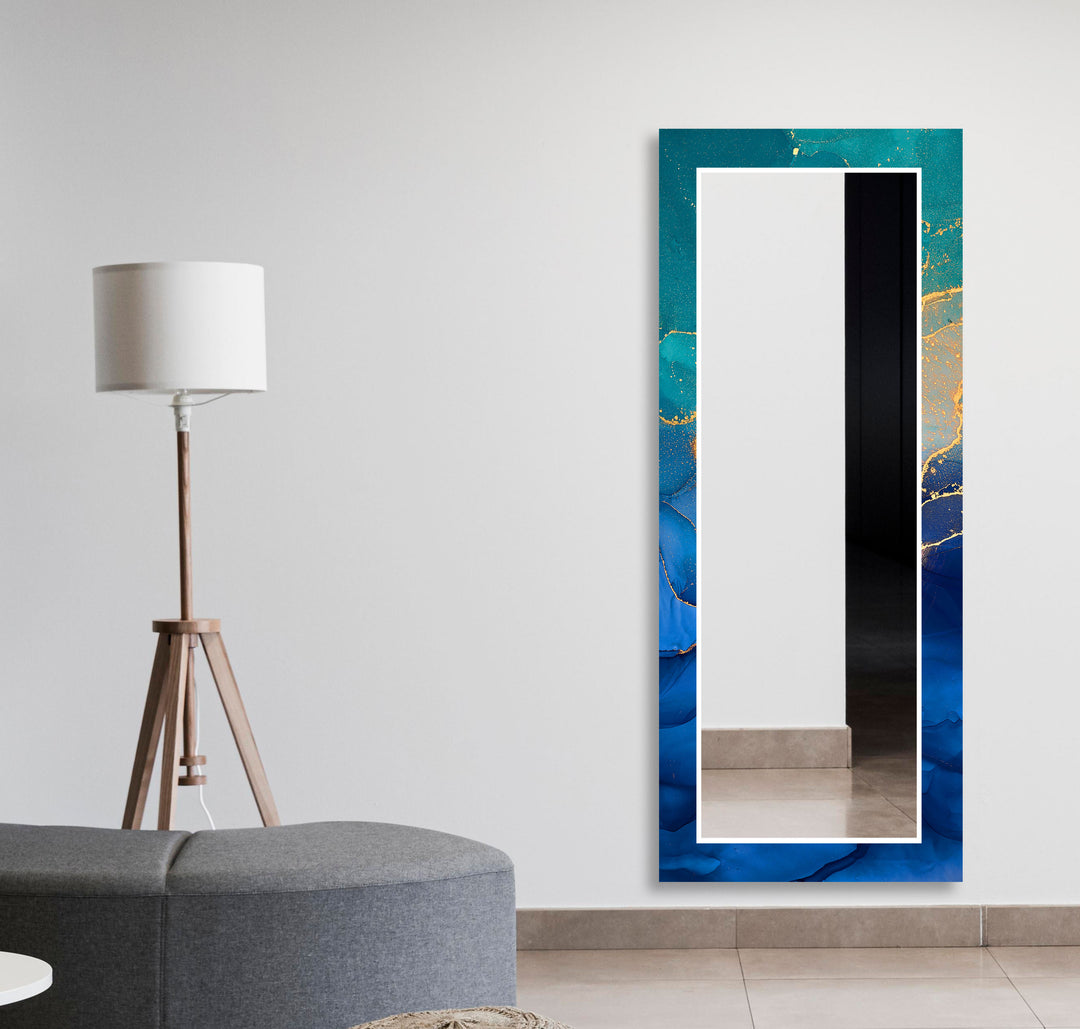 Dark Green and Blue Wall Mirrors Stained Glass Wall Mirror
