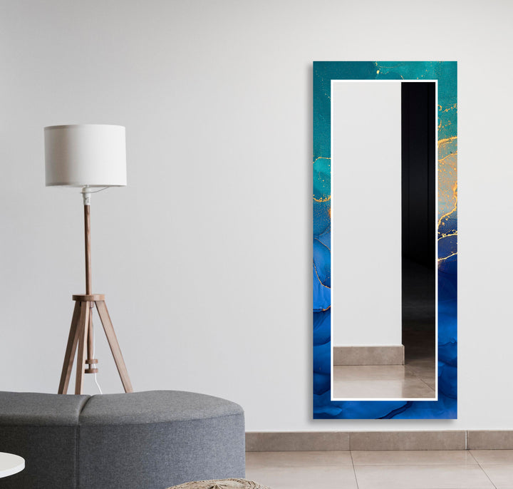 Dark Green and Blue Wall Mirrors Stained Glass Wall Mirror
