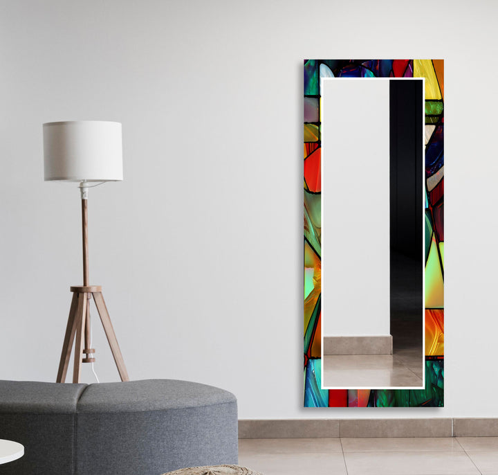 Stained Neon Oil Art Wall Mirror Rectangle Mirror
