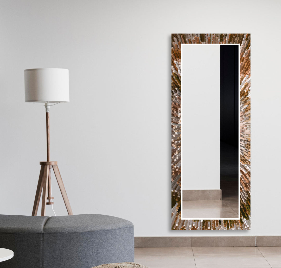 Orange & Brown Abstract Wall Mirror Bedroom Wall Mirror
