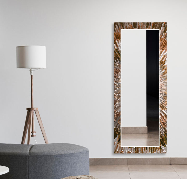 Orange & Brown Abstract Wall Mirror Bedroom Wall Mirror
