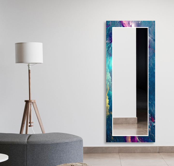 Blue & Purple Lightning Wall Mirror Rectangle Wall Mirror
