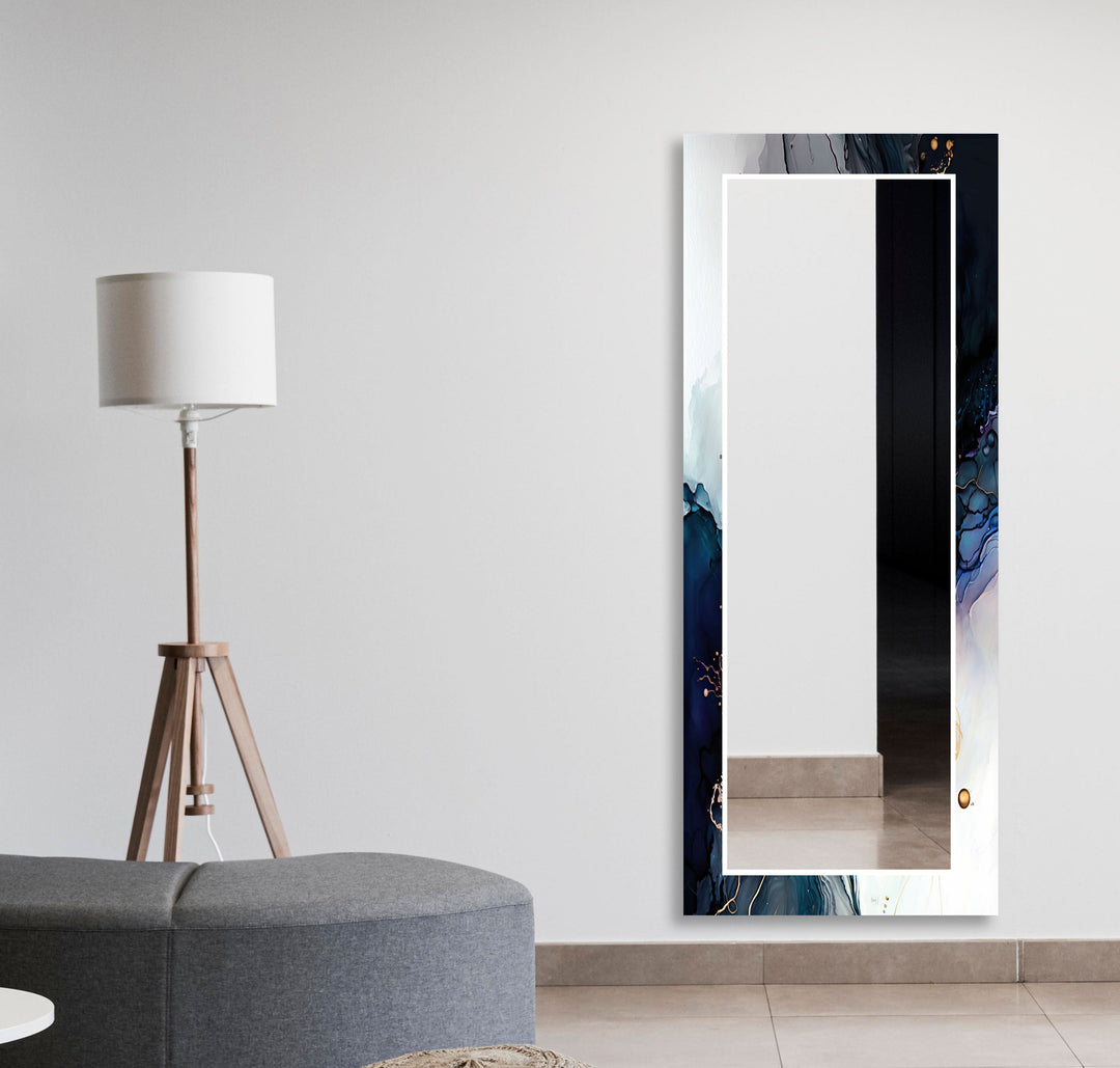 Vivid Colored Marble Wall Mirror Entryway Mirror
