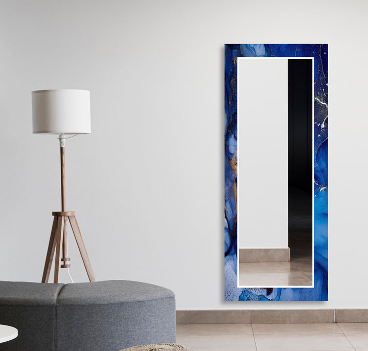 Dark Blue Abstract Wall Mirrors Huge Mirror
