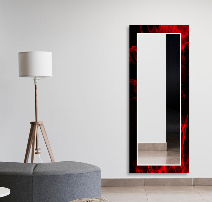 Red Smoke Abstract Wall Mirror