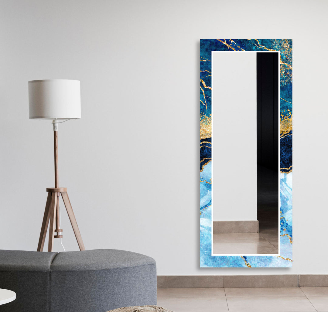 Light and Dark Blue Abstract Wall Mirror Modern Wall Mirror
