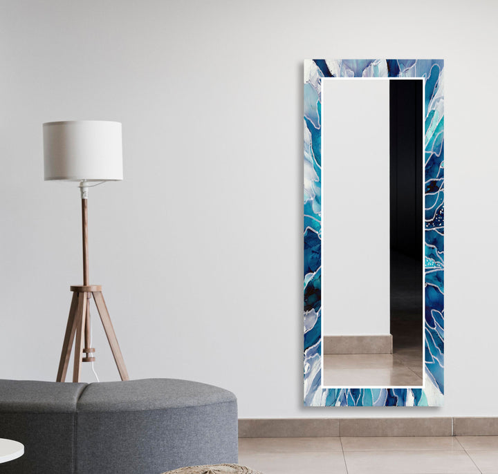 White & Blue Wall Mirror mirrors in black
