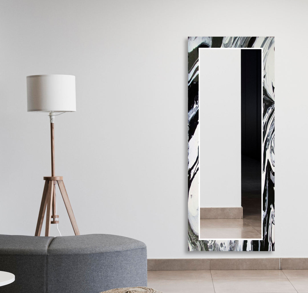 Modern Black & White Marble Wall Mirror Huge Wall Mirror
