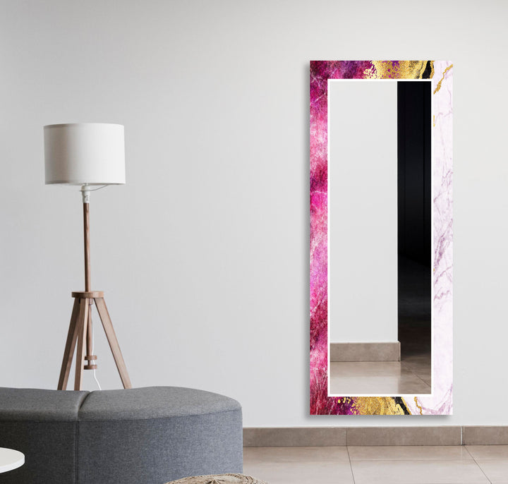 Pink Gold Details Wall Mirrors Entryway Mirror
