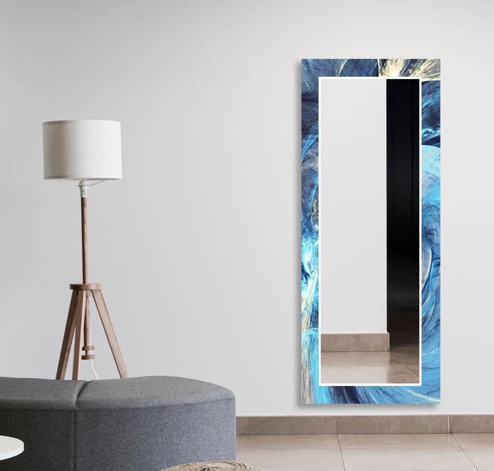 Blue & Silver Wall Mirrors Modern Wall Mirror
