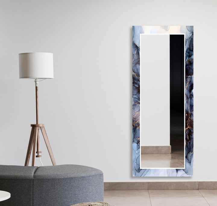 Abstract Grey Smoke Wall Mirrors Blue Mirror
