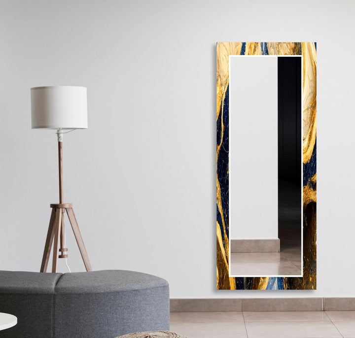 Blue and Golden Marble Wall Mirror Modern Wall Mirror
