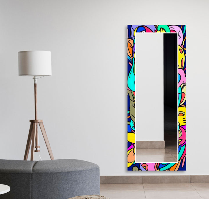 Colorful Pop Art Glass Wall Mirror Living Room Mirror
