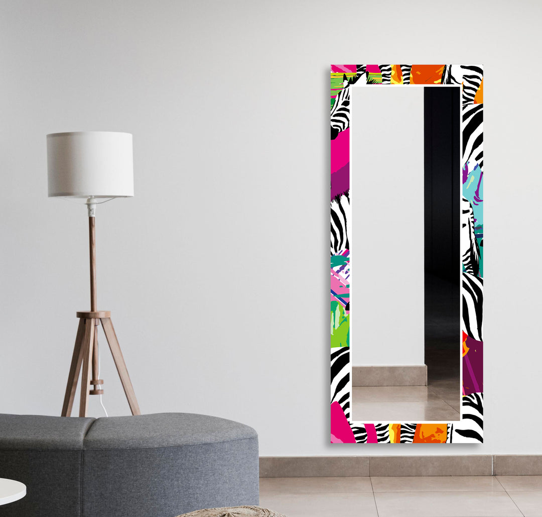 Abstract Zebras Wall Mirror Stained Glass Mirror
