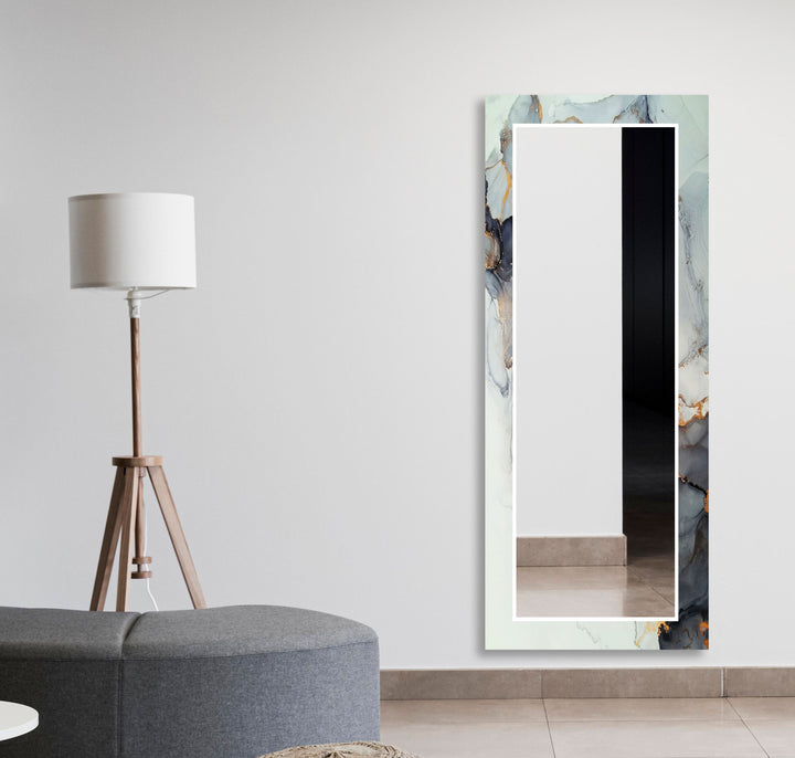 White and Grey Marble Design Wall Mirror Black Wall Mirror
