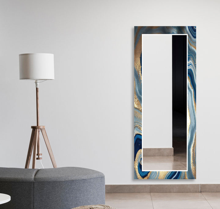 Blue Epoxy Wall Mirror Bedroom Mirror
