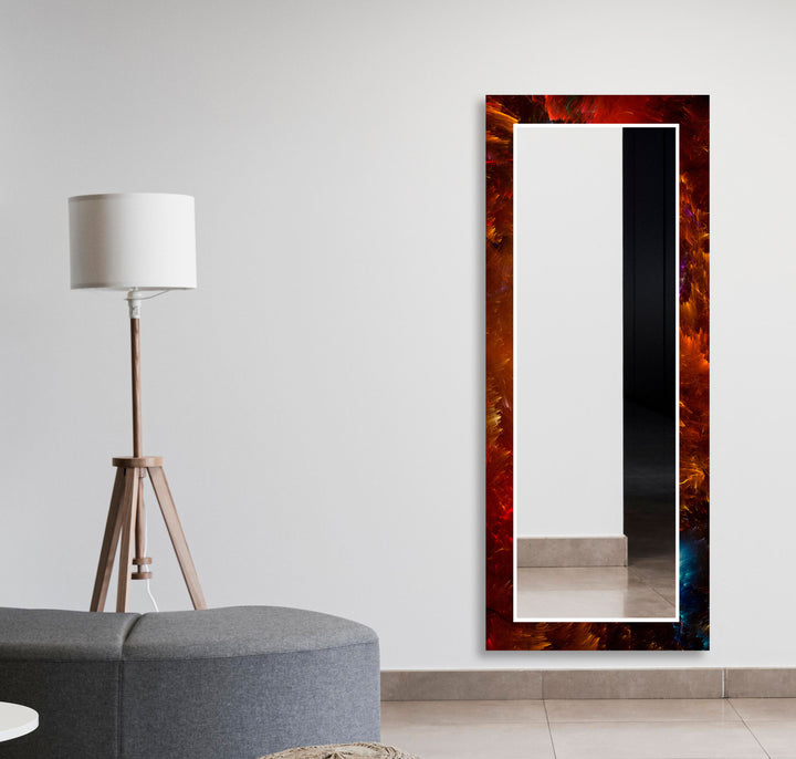 Red & Black Abstract Wall Mirror Long Mirror