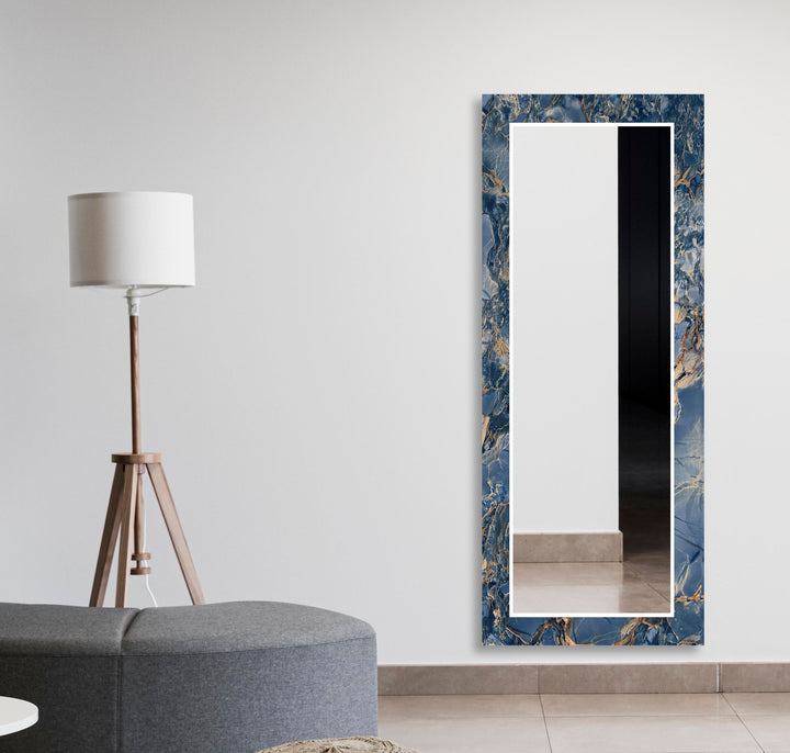 Navy Blue Ceramic Wall Mirror Modern Mirror
